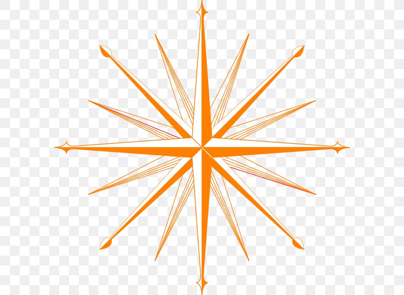 Compass Rose Nautical Star Clip Art, PNG, 600x600px, Compass Rose, Drawing, Nautical Star, Orange, Symmetry Download Free