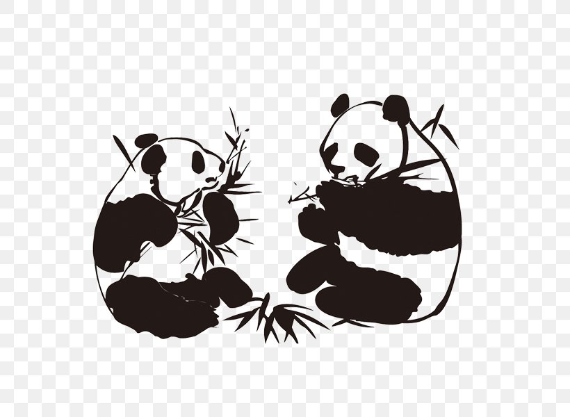 Giant Panda Wall Decal Sticker Bamboo, PNG, 600x600px, Giant Panda, Bamboo, Bear, Black, Black And White Download Free