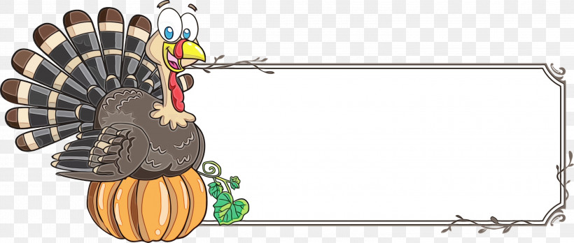 Thanksgiving Turkey, PNG, 3000x1274px, Thanksgiving Banner, Beak, Birds, Cartoon, Chicken Download Free