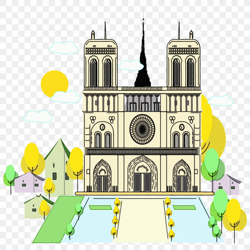 Landmark Cartoon Church Architecture Place Of Worship, PNG, 1724x1720px, Watercolor, Arch, Architecture, Basilica, Building Download Free