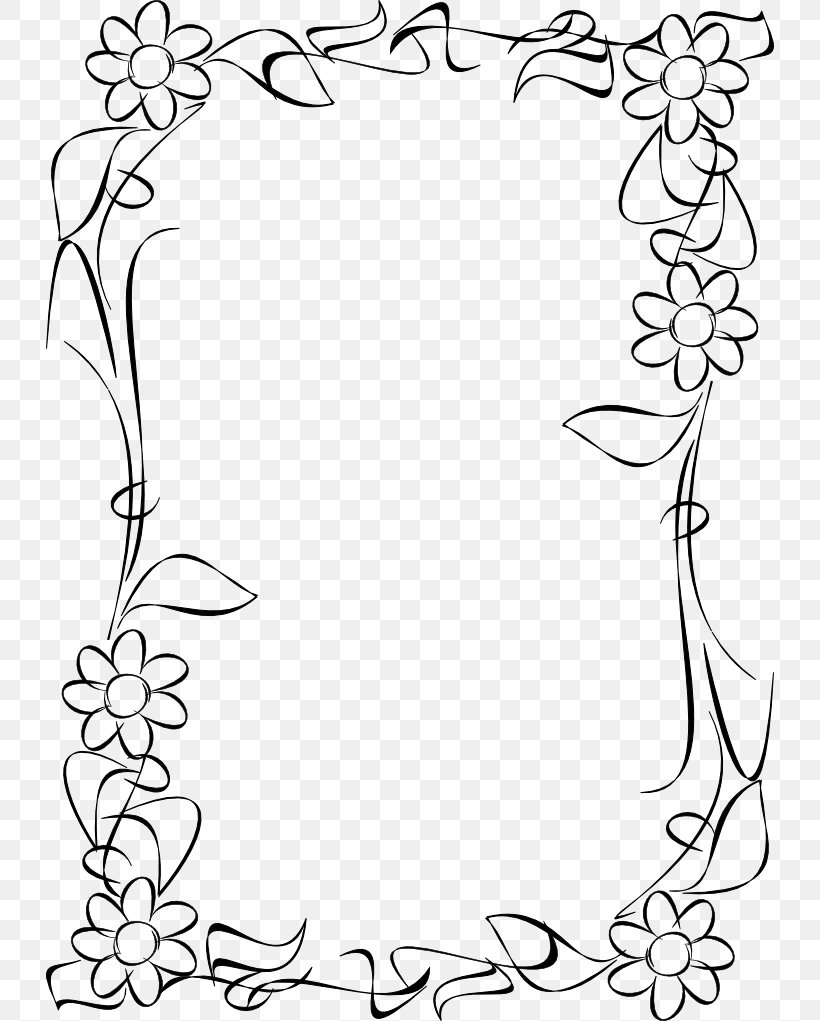 Picture Frames Floral Design Drawing Child Text, PNG, 728x1021px, Picture Frames, Area, Art, Black, Black And White Download Free