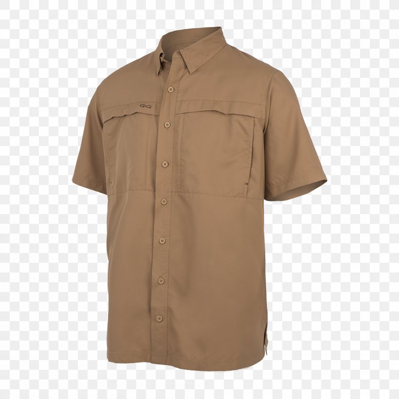 T-shirt Sleeve Jacket GameGuard Outdoors, PNG, 1000x1000px, Tshirt, Beige, Button, Collar, Dress Shirt Download Free