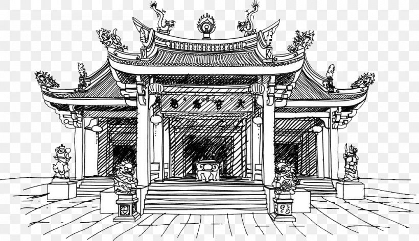 China Chinese Temple Clip Art, PNG, 1000x577px, China, Ancient Greek Temple, Arch, Architecture, Black And White Download Free