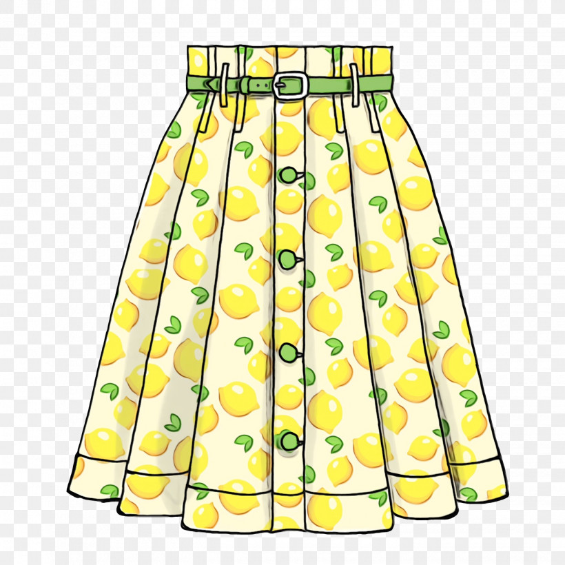 Shorts Yellow Skirt Dress Area, PNG, 1440x1440px, Watercolor, Area, Dress, Line, Paint Download Free