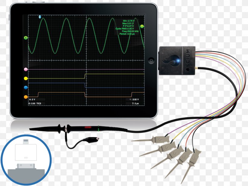 IPod Touch Oscilloscope IPhone IOS Mixed-signal Integrated Circuit, PNG, 1024x768px, Ipod Touch, Bandwidth, Battery Charger, Digital Data, Digital Storage Oscilloscope Download Free