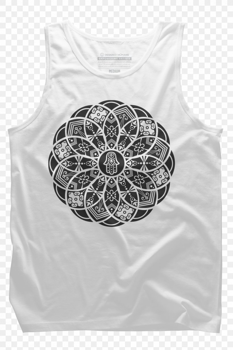 T-shirt Hoodie Hamsa Mandala Crew Neck, PNG, 1200x1800px, Tshirt, Black, Black And White, Bluza, Buddhism Download Free