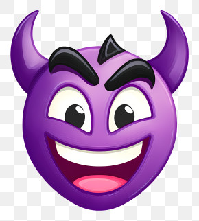 Purple Devil Emoji - Purple Devil Emoji With Horns PNG