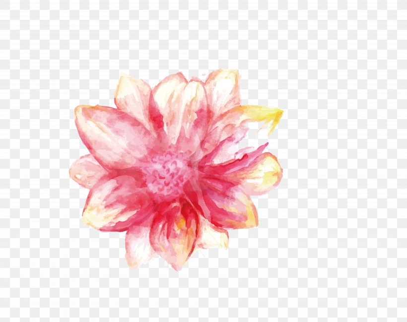 Pink Hand-painted Flowers, PNG, 7315x5791px, Watercolour Flowers, Art, Dahlia, Floral Design, Floristry Download Free