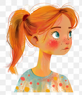 Girl With Ponytail - Freckled Girl With Ponytail PNG
