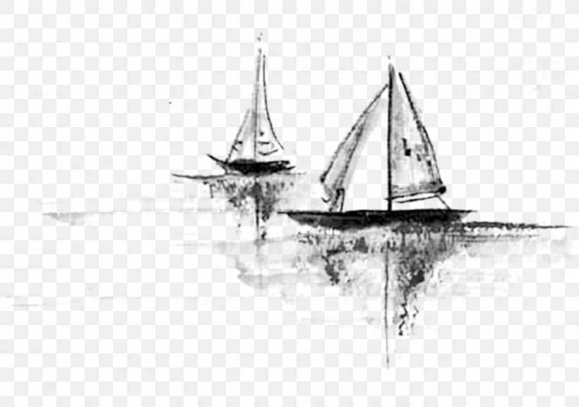 Gushi Sail, PNG, 5308x3729px, Gushi, Barque, Black And White, Boat, Brig Download Free