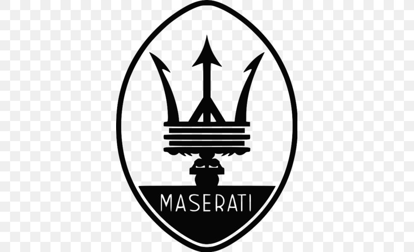 Maserati Alfieri Car Logo Decal, PNG, 500x500px, Maserati, Alfieri Maserati, Black And White, Brand, Bumper Download Free
