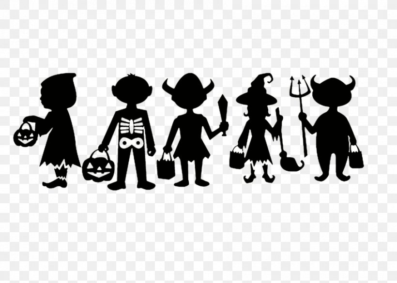 Trick-or-treating Silhouette Halloween, PNG, 900x643px, Trickortreating, Black, Black And White, Brand, Candy Download Free