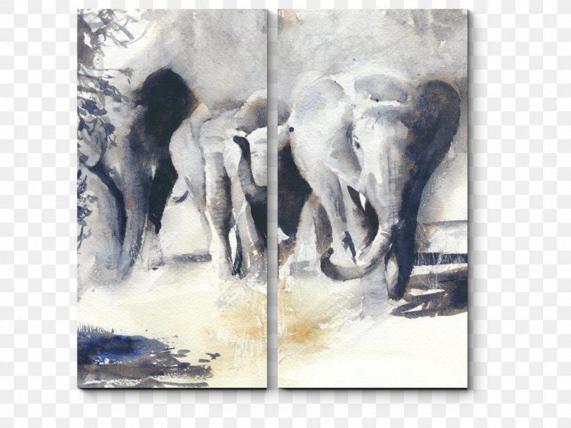 Watercolor Painting Canvas Oil Painting Art, PNG, 1400x1050px, Painting, African Elephant, Art, Canvas, Canvas Print Download Free