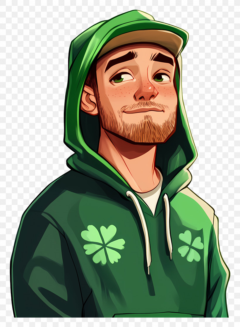 Green Hoodie Man - Cartoon Character In Green Hoodie PNG