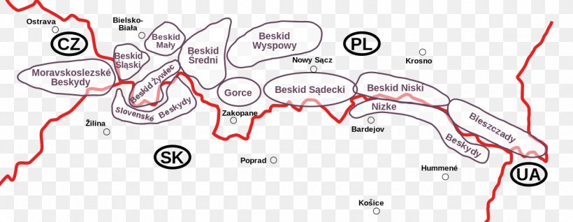 Low Beskids Slovakia Mountain Range Slovak Language, PNG, 1280x497px, Beskids, Area, Automotive Design, Carpathian Mountains, Diagram Download Free