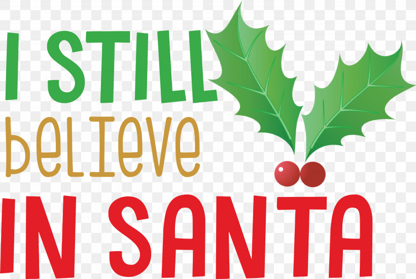 Believe In Santa Santa Christmas, PNG, 3000x2016px, Believe In Santa, Biology, Christmas, Fruit, Leaf Download Free