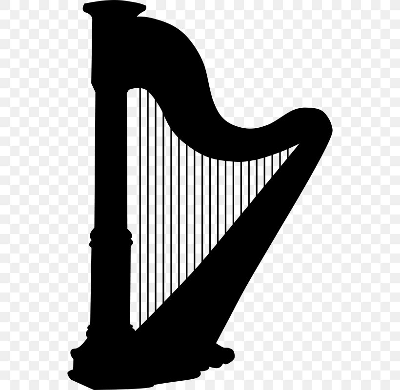 Harp Musical Instruments Silhouette Clip Art, PNG, 544x800px, Watercolor, Cartoon, Flower, Frame, Heart Download Free