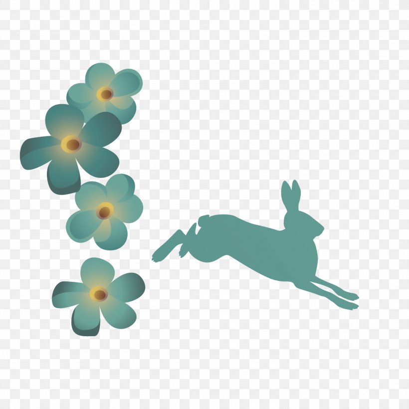 European Rabbit Hare Silhouette Illustration, PNG, 1500x1500px, European Rabbit, Blue, Green, Hare, Photography Download Free