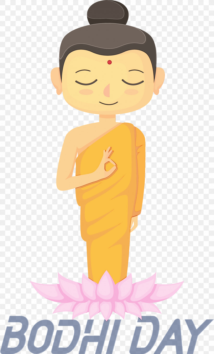Cartoon Yellow Character Meter Male, PNG, 1819x2999px, Bodhi Day, Bodhi, Cartoon, Character, Happiness Download Free
