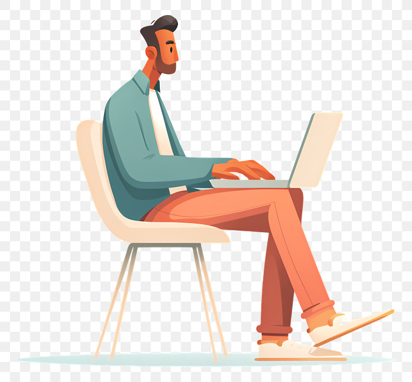 Focused Man Working On Laptop PNG