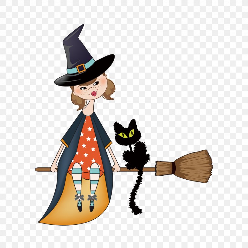 Cat Halloween Witchcraft Vector Graphics Stock Photography, PNG, 1654x1654px, Cat, Black Cat, Black Magic, Broom, Drawing Download Free