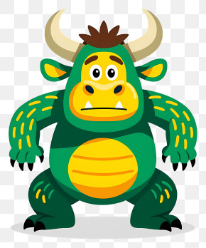 Cute Green Monster Cartoon PNG