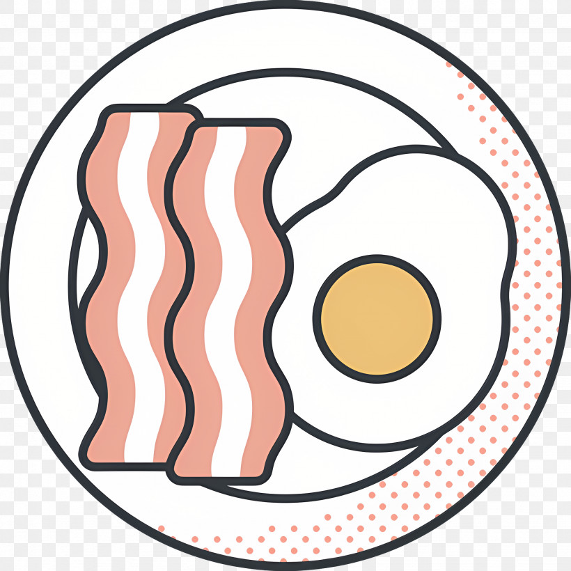 Bacon And Eggs - Minimalist Egg And Bacon Breakfast Illustration PNG