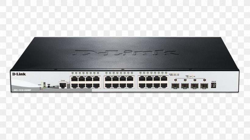 Network Switch 10 Gigabit Ethernet Small Form-factor Pluggable Transceiver Stackable Switch, PNG, 1664x936px, 10 Gigabit Ethernet, Network Switch, Audio Receiver, Computer Network, Dlink Download Free