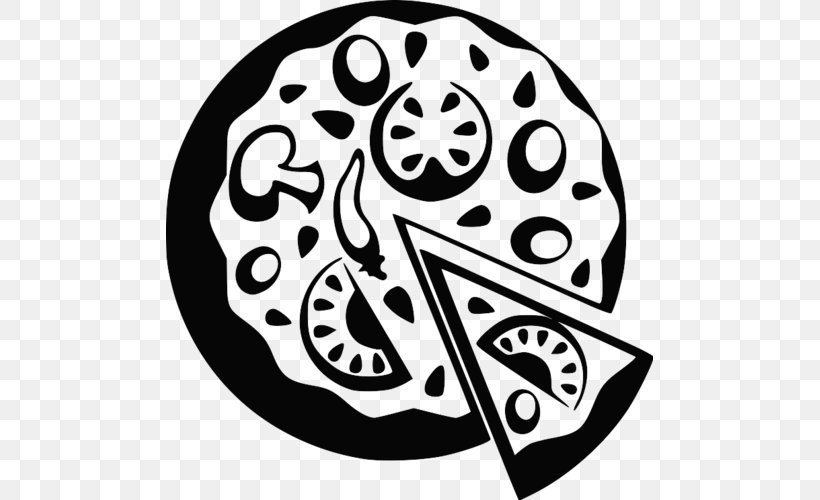 Pizza Cafe Italian Cuisine Wall Decal Restaurant, PNG, 500x500px, Pizza, Best Pizza, Black And White, Cafe, Coffee Download Free