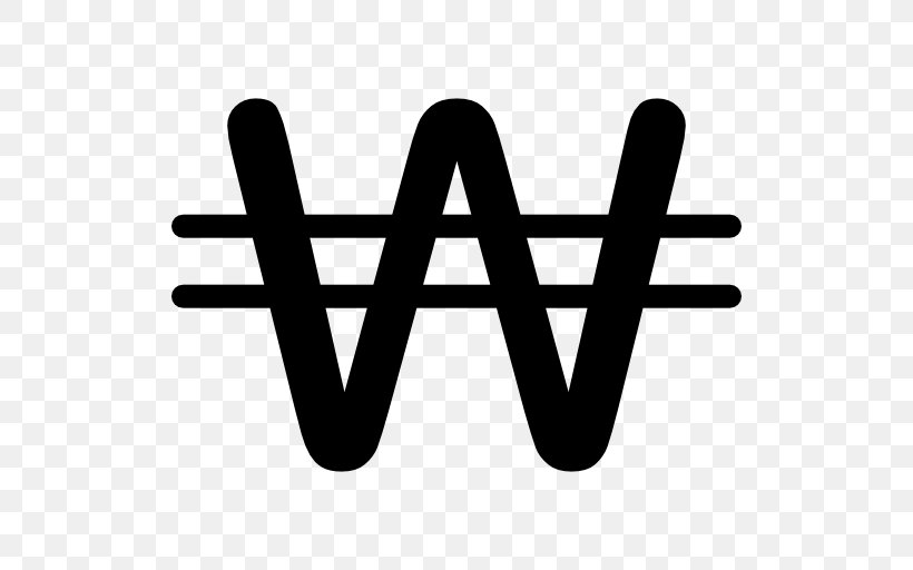 South Korean Won Currency Symbol Won Sign, PNG, 512x512px, South Korea, Banknote, Black And White, Brand, Coin Download Free