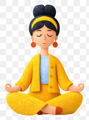 Woman Doing Morning Meditation - Meditating Woman In Yellow Outfit PNG
