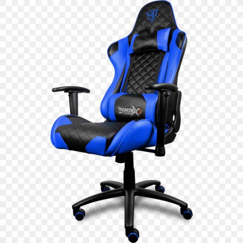 Gaming Chair Video Game Electronic Sports Seat, PNG, 1000x1000px, Chair, Artificial Leather, Blue, Comfort, Cushion Download Free