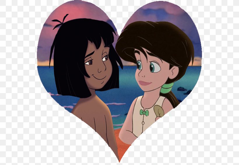 Mowgli Love Couple Art Friendship, PNG, 569x567px, Watercolor, Cartoon, Flower, Frame, Heart Download Free
