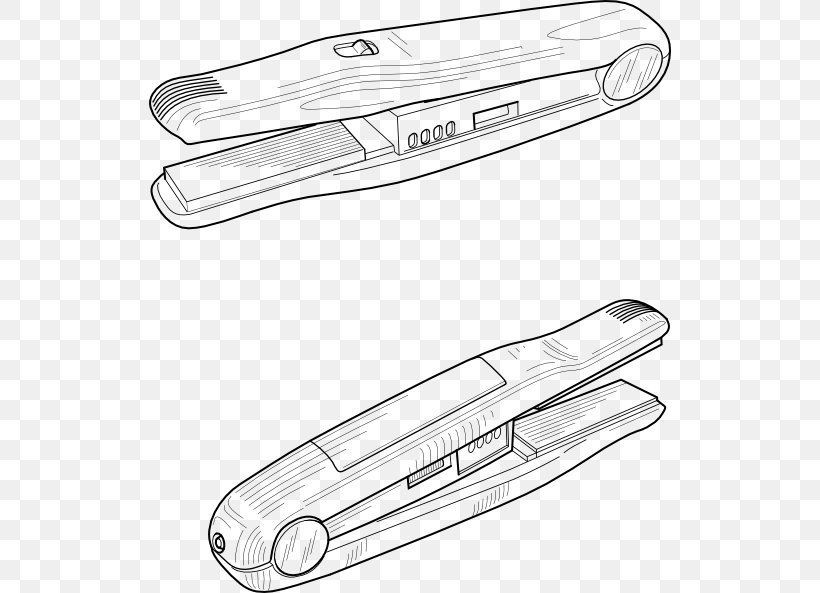Hair Iron Comb Hair Dryers Hair Straightening Clip Art, PNG, 522x593px, Hair Iron, Artwork, Automotive Design, Automotive Exterior, Black And White Download Free