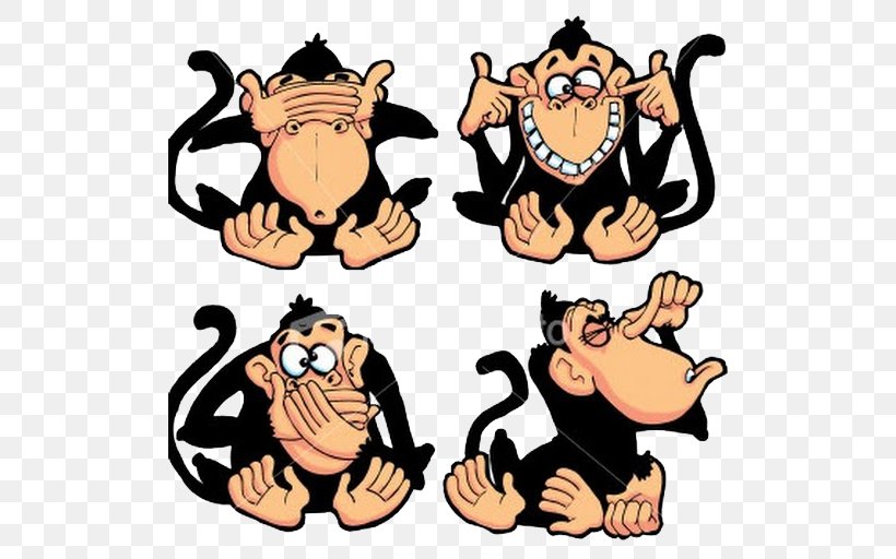 Three Wise Monkeys The Evil Monkey Royalty-free Clip Art, PNG, 512x512px, Three Wise Monkeys, Arm, Artwork, Big Cats, Carnivoran Download Free