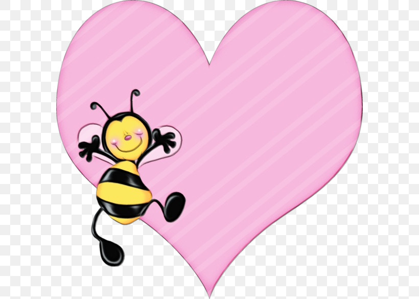 Insects Pollinator Heart Character Cartoon, PNG, 600x585px, Watercolor, Cartoon, Character, Heart, Insects Download Free