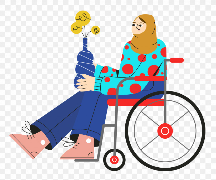Sitting On Wheelchair Wheelchair Sitting, PNG, 2500x2085px, Wheelchair, Behavior, Cartoon, Geometry, Happiness Download Free