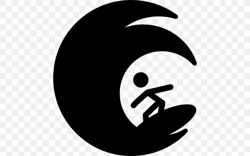Big Wave Surfing Wind Wave Sport, PNG, 512x512px, Surfing, Big Wave Surfing, Black And White, Crescent, Logo Download Free