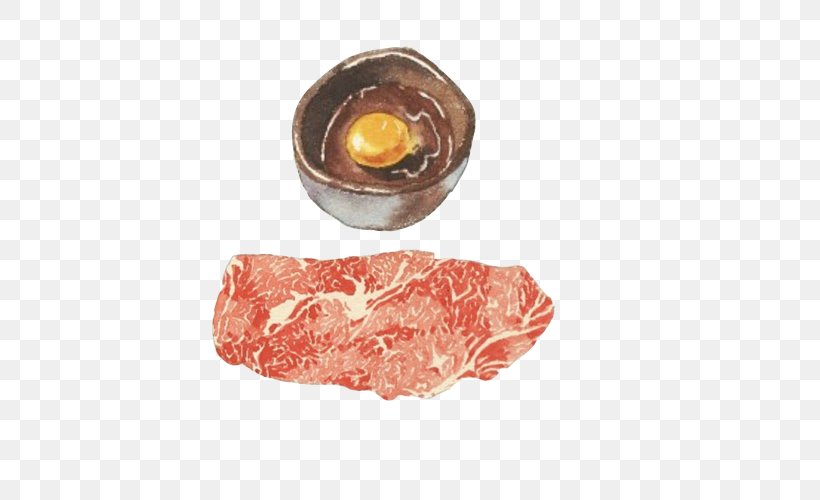 Bacon Sushi Japanese Cuisine Cecina Meat, PNG, 500x500px, Watercolor, Cartoon, Flower, Frame, Heart Download Free