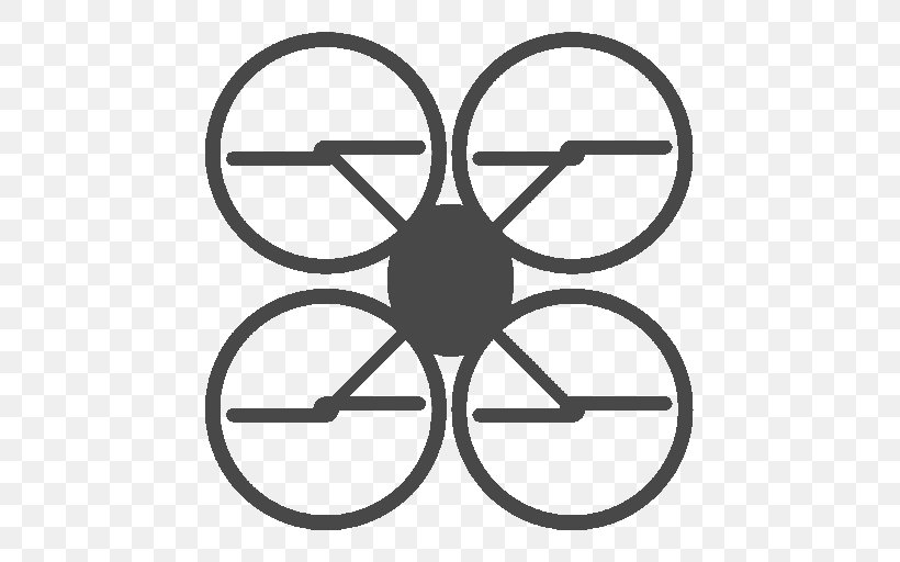 Unmanned Aerial Vehicle Quadcopter, PNG, 512x512px, Unmanned Aerial Vehicle, Area, Auto Part, Bicycle Wheel, Black And White Download Free