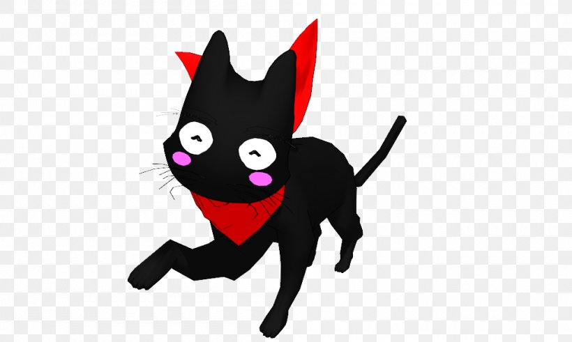 Black Cat Whiskers MikuMikuDance Download, PNG, 1000x600px, Black Cat, Black, Carnivoran, Cartoon, Cat Download Free