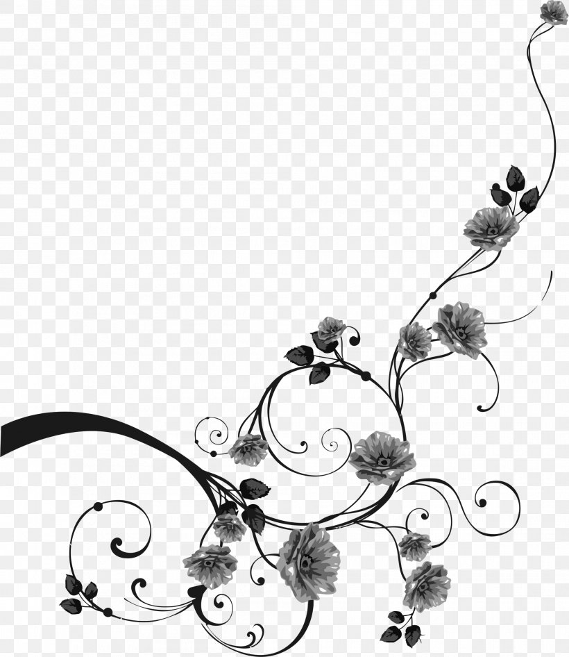 Flower Rose Black And White Clip Art, PNG, 1986x2292px, Flower, Artwork, Black And White, Body Jewelry, Branch Download Free