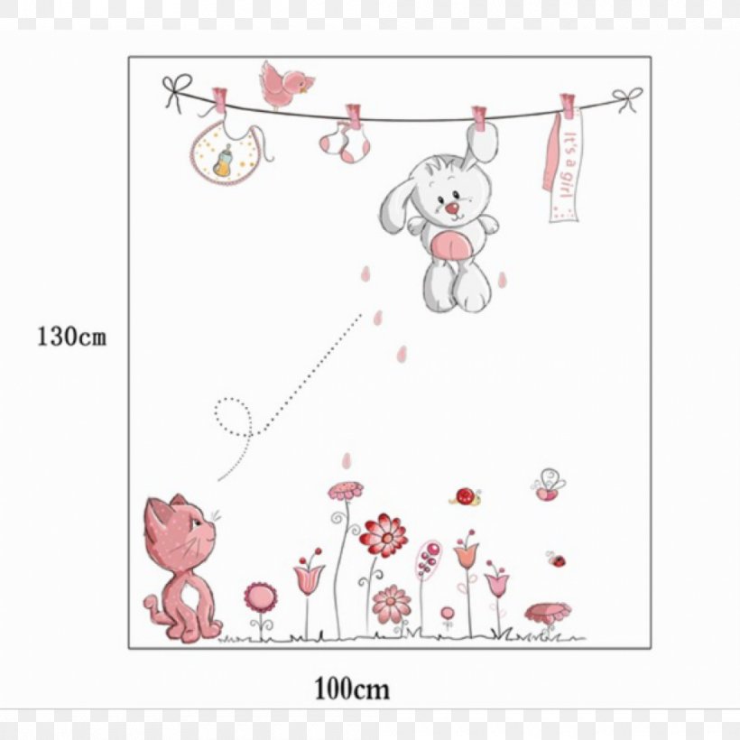 Wall Decal Sticker Nursery, PNG, 1000x1000px, Watercolor, Cartoon, Flower, Frame, Heart Download Free