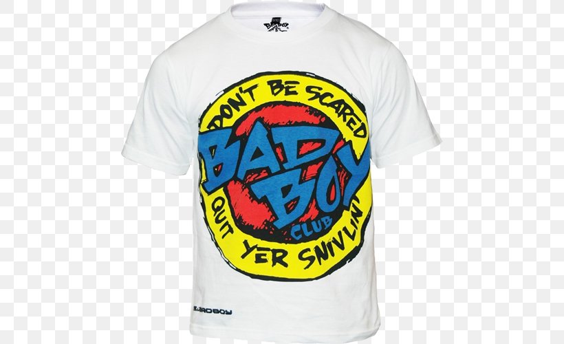 T-shirt Sports Fan Jersey Bad Boy Dont Be Scared Niño Blanco Logo, PNG, 500x500px, Tshirt, Active Shirt, Brand, Logo, Outerwear Download Free