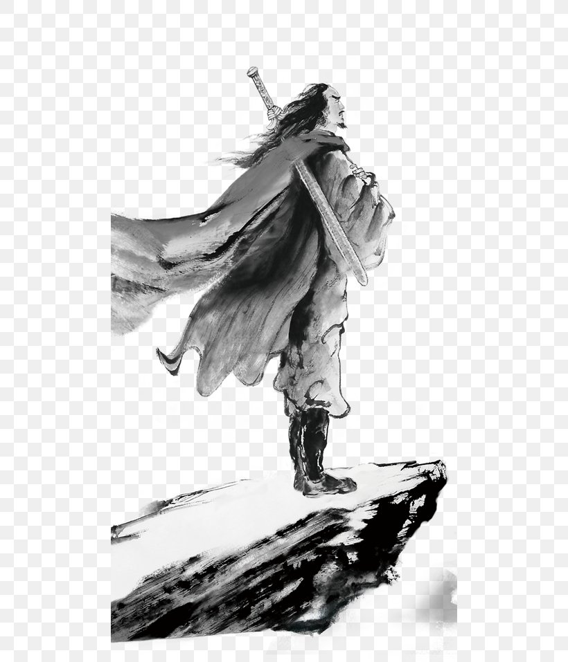 Ink Wash Painting Youxia Poster Wuxia Download, PNG, 500x957px, Wuxia, Art, Artwork, Black And White, Calligraphy Download Free