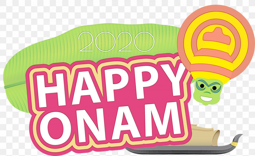 Logo Font Pink M Line Area, PNG, 3000x1843px, Onam Harvest Festival, Area, Happy Onam, Line, Logo Download Free