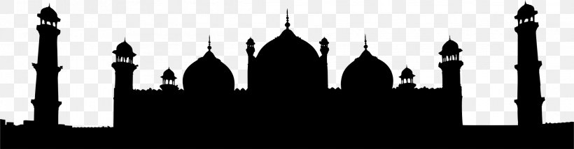 Badshahi Mosque Istiqlal Mosque, Jakarta Green Mosque Clip Art, PNG, 2328x608px, Badshahi Mosque, Black And White, Building, Dome, Green Mosque Download Free