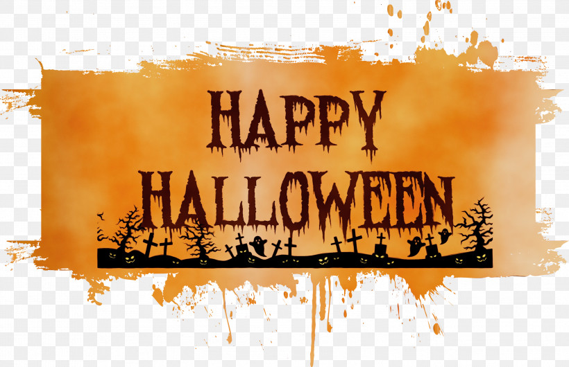 Font Text, PNG, 2999x1939px, Happy Halloween, Paint, Text, Watercolor, Wet Ink Download Free