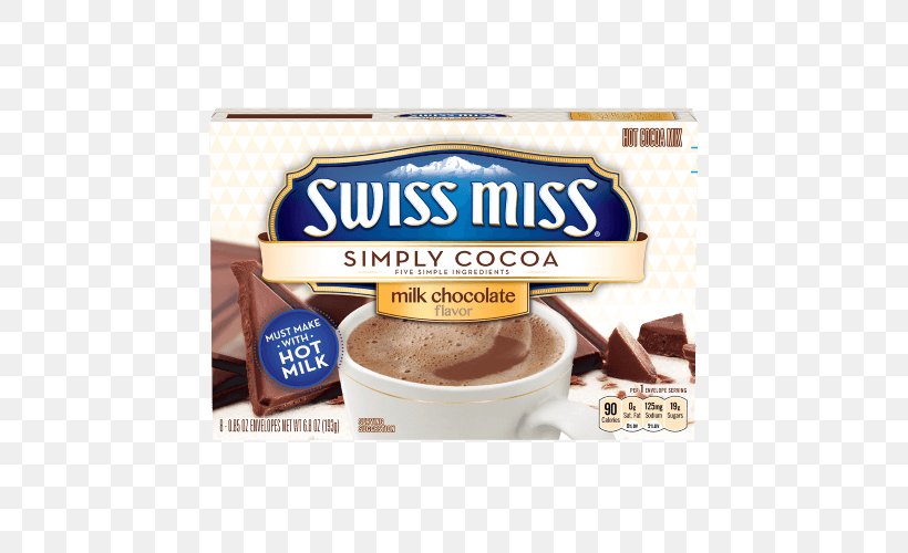 Hot Chocolate Swiss Cuisine Milk Cocoa Solids Swiss Miss, PNG, 500x500px, Hot Chocolate, Chocolate, Chocolate Spread, Cocoa Bean, Cocoa Solids Download Free