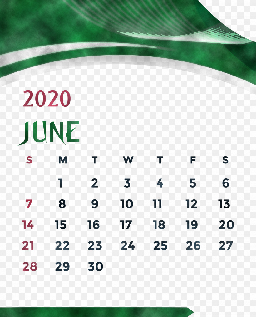 June 2020 Printable Calendar June 2020 Calendar 2020 Calendar, PNG, 2419x3000px, 2020 Calendar, June 2020 Printable Calendar, Calendar System, Green, June 2020 Calendar Download Free